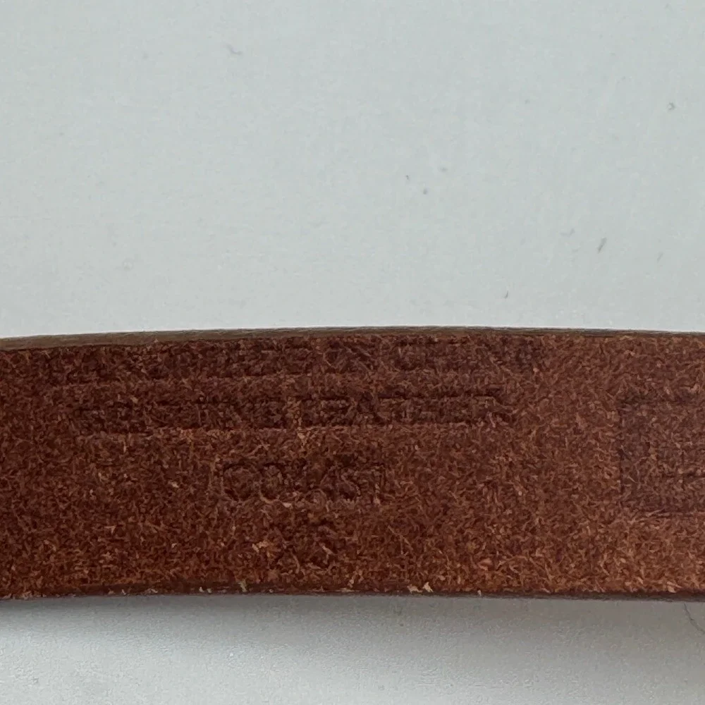 Linea Pelle Leather Belt Cognac Brown Gold Tone Hinge Accents Womens 32